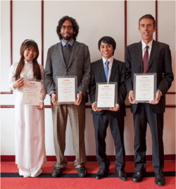 The four winners: (left to right)
Ms. Nguyen Tru Thi Ngoc Tram,
Mr. M.A. Mujeeb Khan, 
Dr. Xie Zhihai, 
Dr. James Hommes
