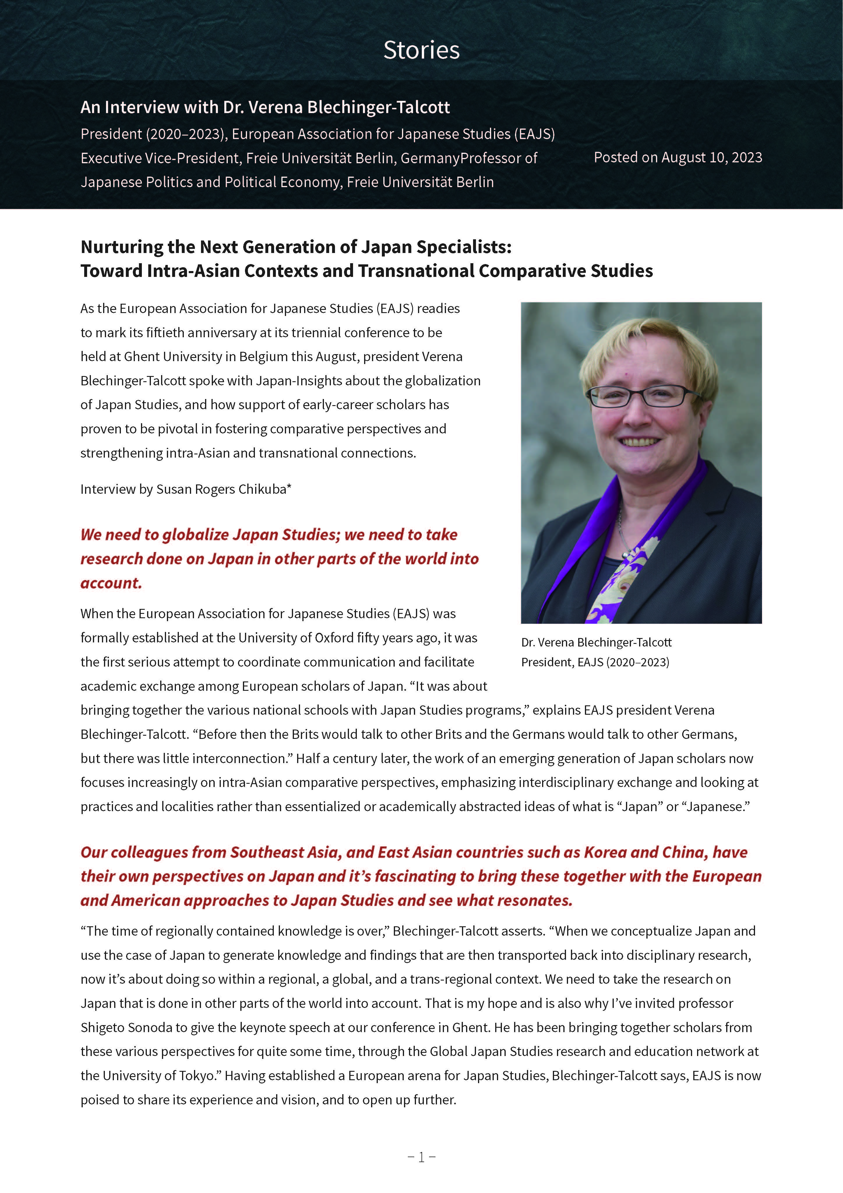 PDF for Dr. Verena Blechinger-Talcott interview